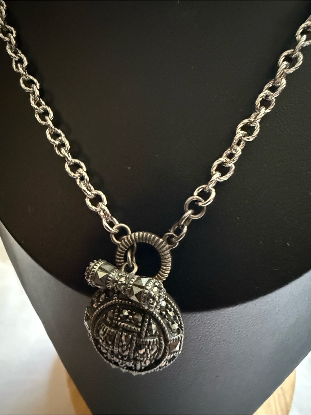 Judith Jack Antique Silver-Tone Decorative Pendant Necklace